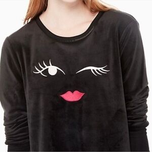 Kate Spade Black Velour Pajama Top